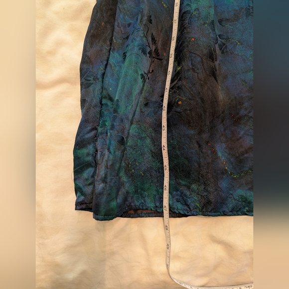 NWOT 100% Silk Sleeveless mysterious blue abstract print dress Size M - Picture 14 of 16